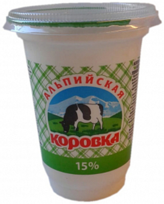 Альпийская коровка 15% молокосодержащий продукт с зам молоч жира 400гр (6шт)