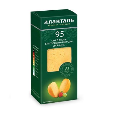 Аланталь 95 сыр твердый 45% брусок 190гр 1/12шт Порховский МЗ РФ