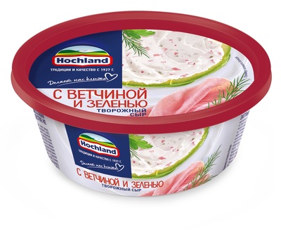 Сыр творожный Хохланд 60% 140гр ветчина и зелень 140гр 1/6шт РФ