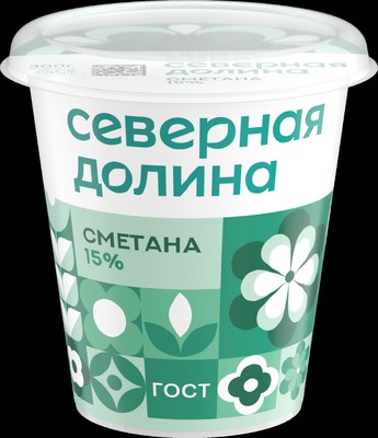 Сметана 15% 300гр (6шт) Северная Долина