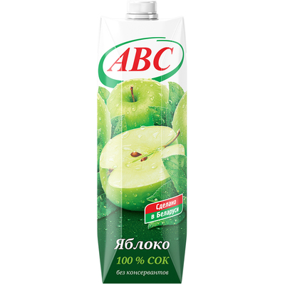 Сок яблочный 100% натуральный т/пак 1л (12шт) АВС РБ