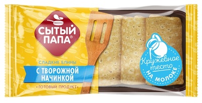 Блины Сытый Папа с творожной начинкой 350гр 1/10шт