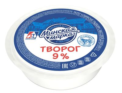 Творог 9% шайба 350-355гр 1/12шт Минская марка