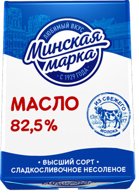 Масло сливочное 82,5% 180гр Минская марка 1/20шт РБ