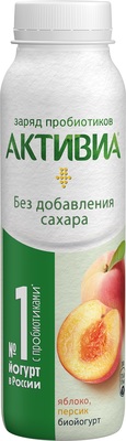 Активиа питьевая 260гр 1/9шт Яблоко/Персик без сах 1,5%