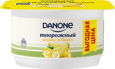 Данон творожный продукт 110гр 1/8шт Ананас/Банан 3,6%