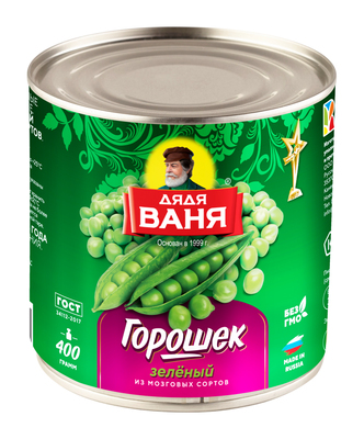 Горошек зеленый консерв. ж/б 400гр(240) 1/12шт Дядя Ваня РФ