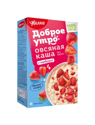 Каша овсяная б/п клубника г/кор 5шт*40гр 1/6шт Увелка РФ