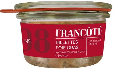 Паштет Rillettes de canard foie gras ст/б 120гр Галерея Вкуса