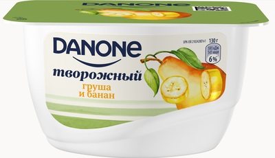 Данон творожный продукт 130гр 1/8шт Груша/Банан 3,6%