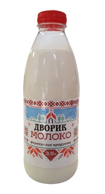 Молоко Бутылка 3,5% пастеризованное 900гр (6шт) Дворик