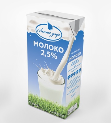 Молоко ТБА 2,5 % ультрапастеризованное 1л (12шт) Летнее Утро