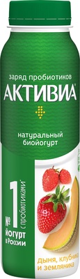 Активиа питьевая 260гр 1/9шт Дыня/Зем/Клубника 1,5%