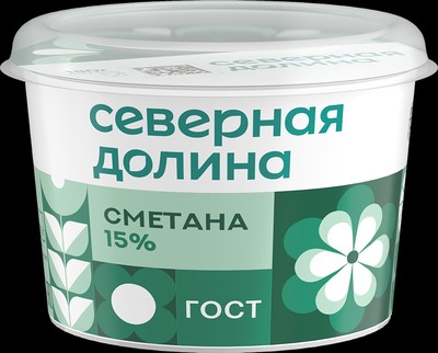 Сметана 15% 180гр (6шт) Северная Долина